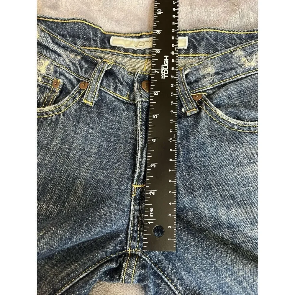 Joe's Jeans Womens Size 26 Blue Eno Flared Low Rise Distressed Whisker Cotton